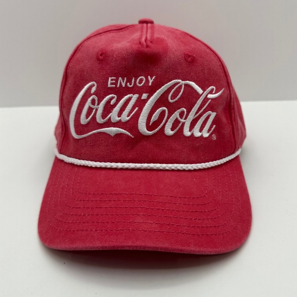 Coca-Cola Red Washed Cotton Rope Trucker Hat Snapback Cap Mad Engine New